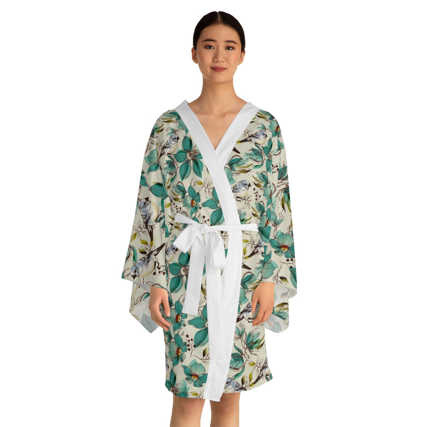 Floral Long Sleeve Kimono Robe – Relaxing Home Wear for Cozy Evenings