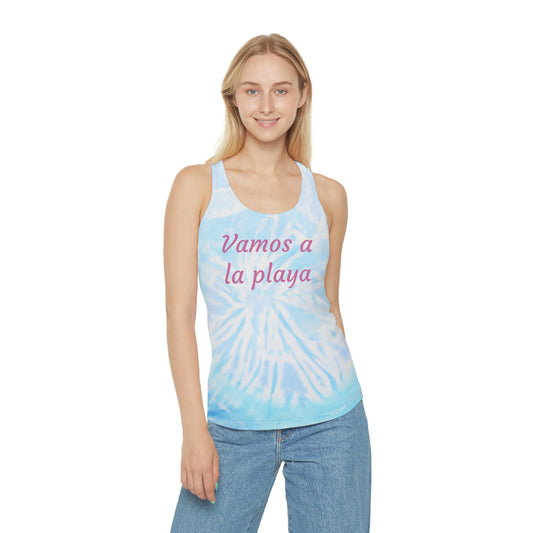 Let's Go to the Beach Tie Dye Racerback Tank Top