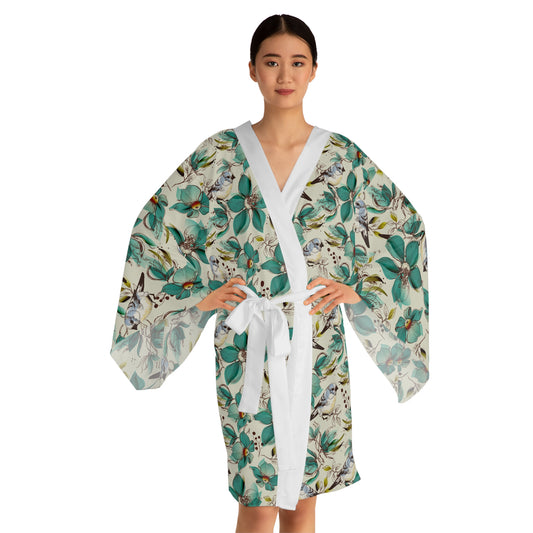 Floral Long Sleeve Kimono Robe – Relaxing Home Wear for Cozy Evenings